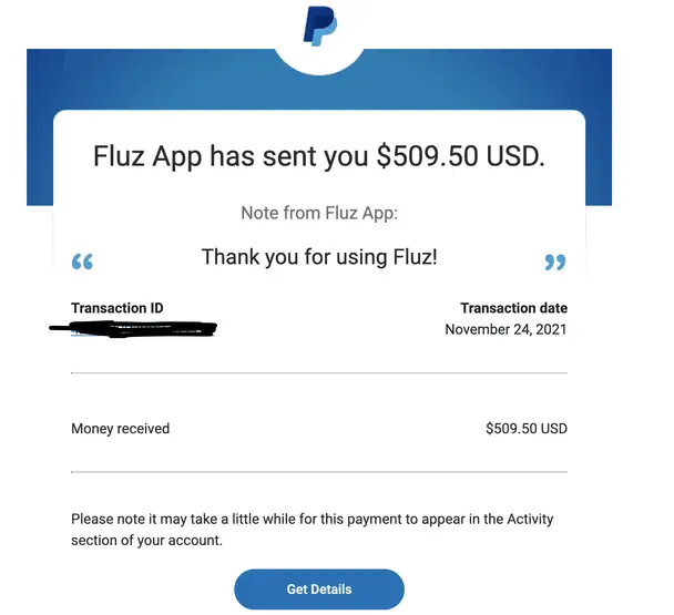 Fluz app review showing the mobile app with cash back earnings
