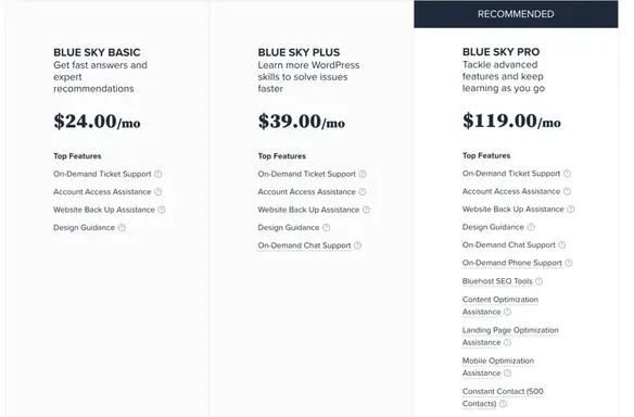 bluehost bluesky reviews plans and prices