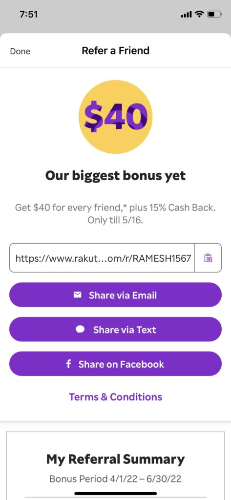 rakuten 40 bonus link in the app