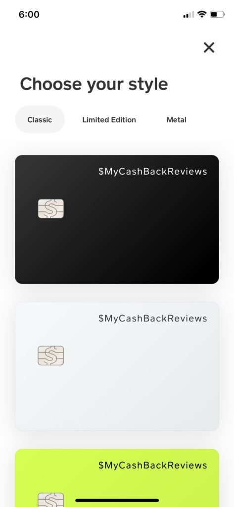cash app card selection