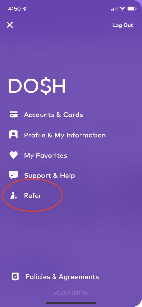 Referral Code link in Dosh app