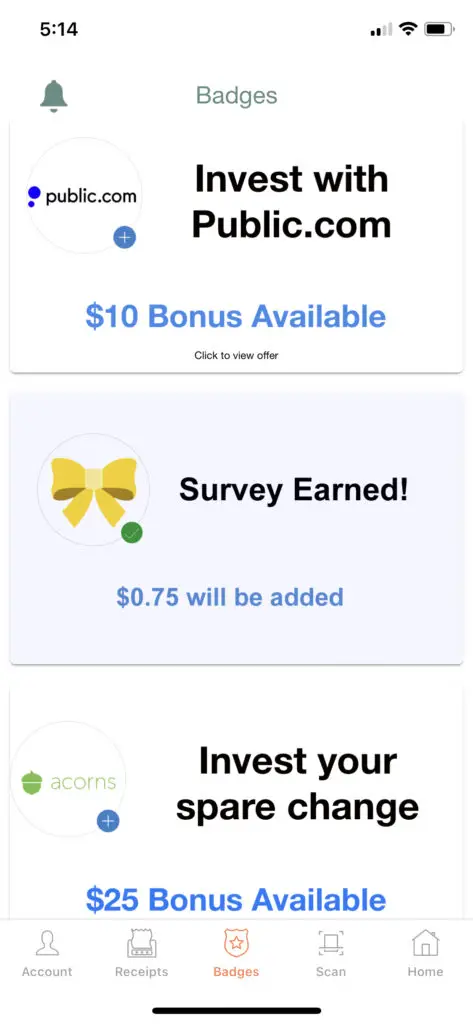 coinout badges showing list of cashback offers