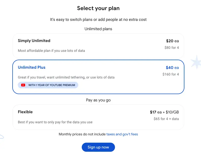 Google Fi plans