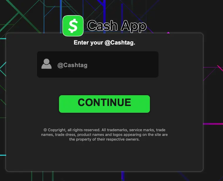image showing a site claiming cash app referral code hack which is fake