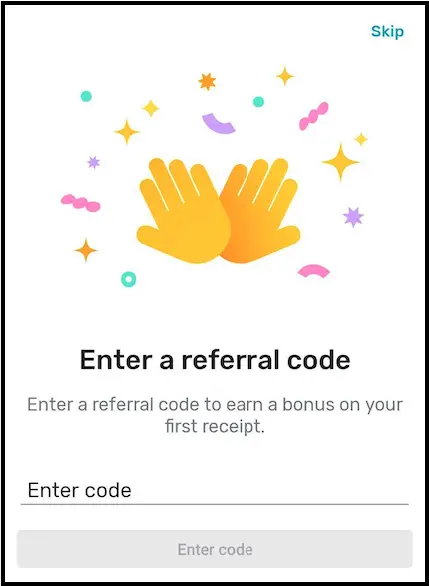 enter a referral code screen infetchrewards app