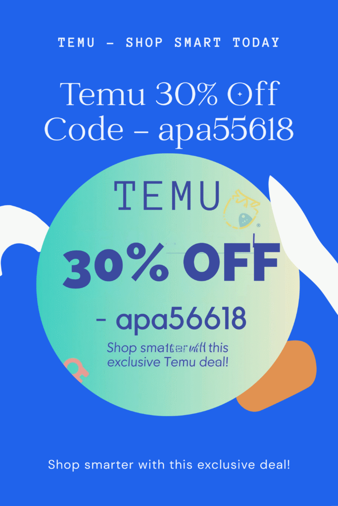 Temu coupon code apa55618 gives 30% off instantly for shoppers.