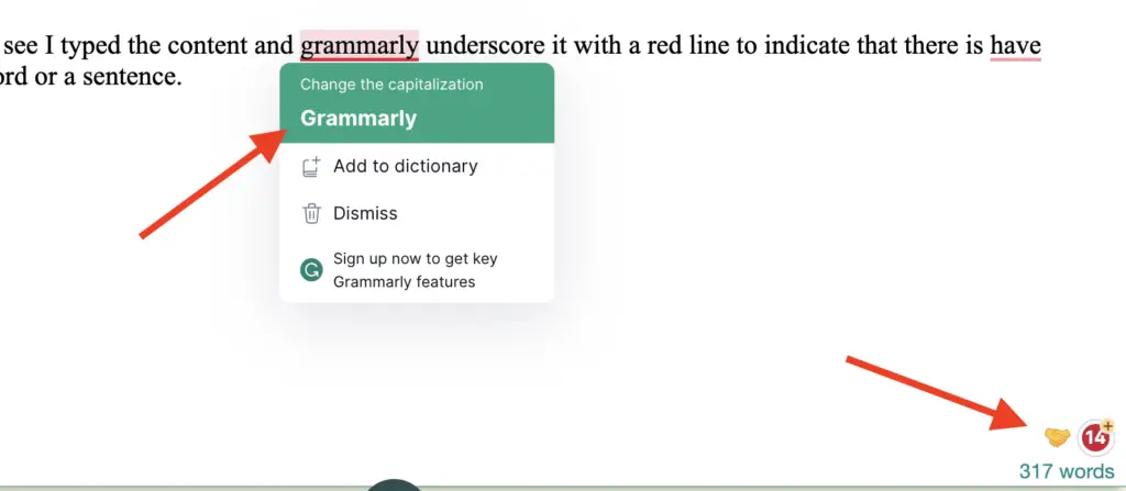 grammerly auto spelling correction of a word