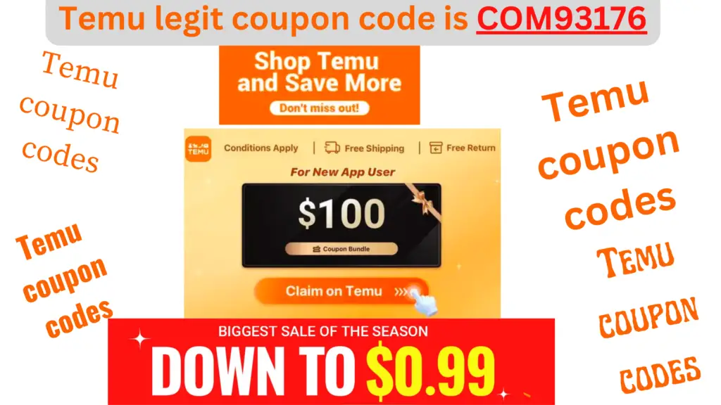 Temu coupon code for $100 savings. More codes available here.
