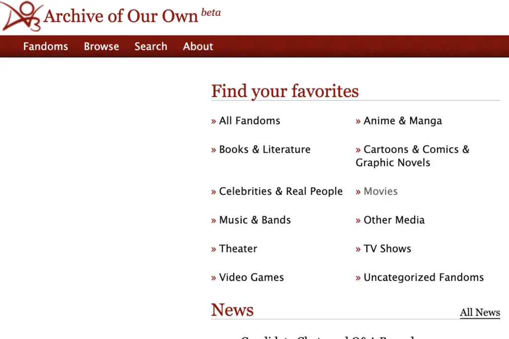 Is Archive of Our Own (AO3) down showing web page