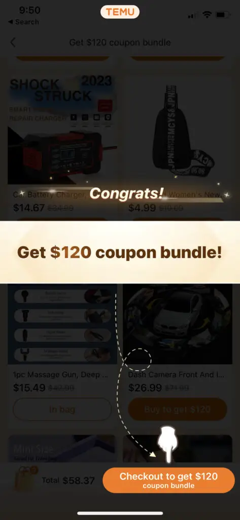 Temu 120 coupon bundle code