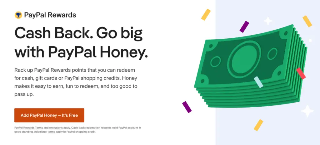 Honey PayPal Rewards homepage image similar to Dosh