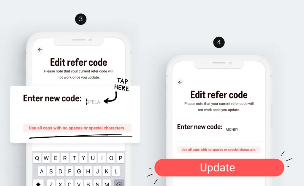 final step to customize your referral code
