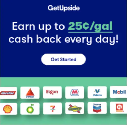 upside gas cash back app sign up invite image