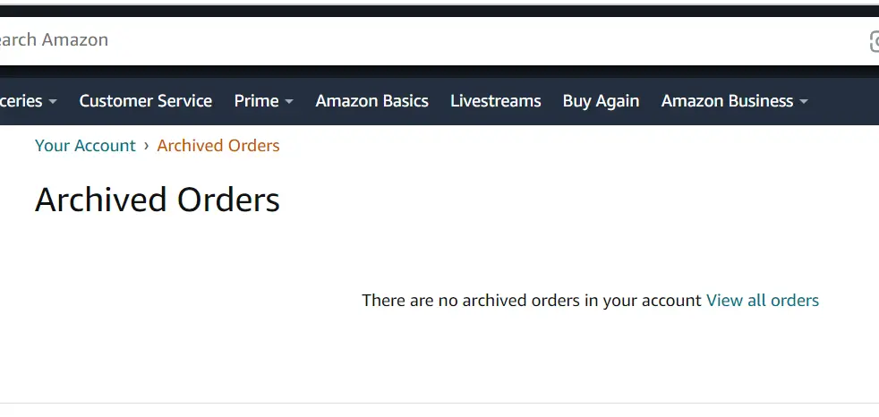 viewing an archived order on the amazon site