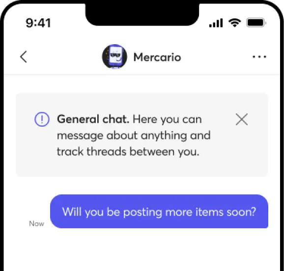 mercari general chat for seding receving message