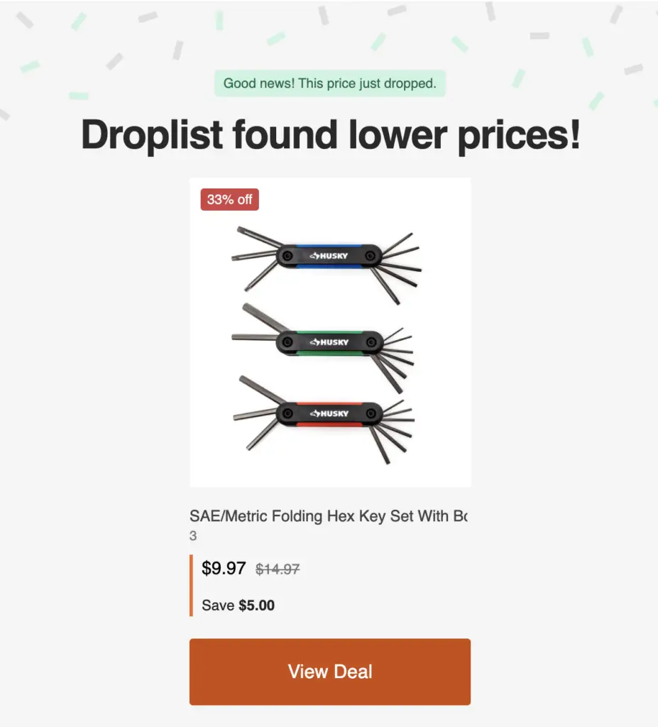 honey droplist email notification