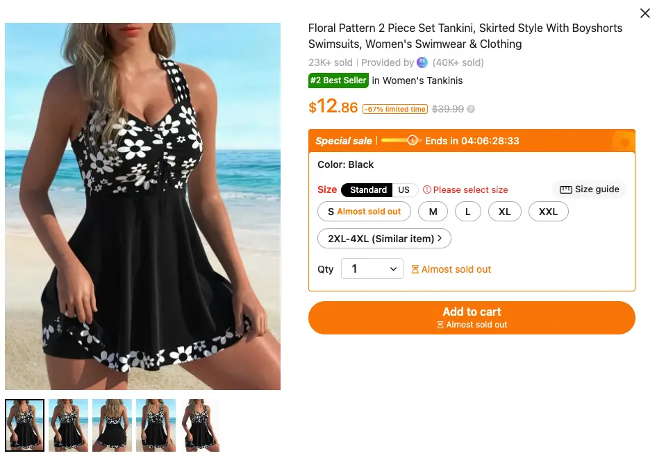 Select the size and click on the orange "Add To Cart" button.
