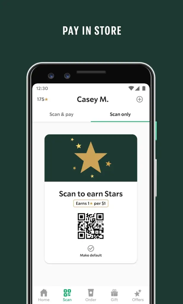 Starbucks mobile app interface showing rewards progress and available menu items