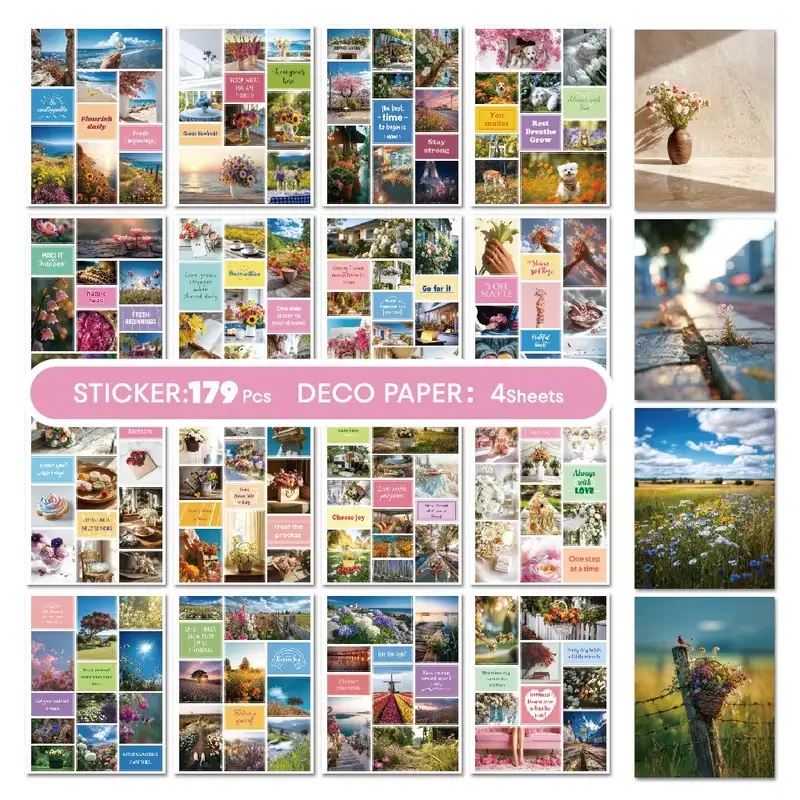 Vision board picture for peaceful daily life with morning coffee and journal