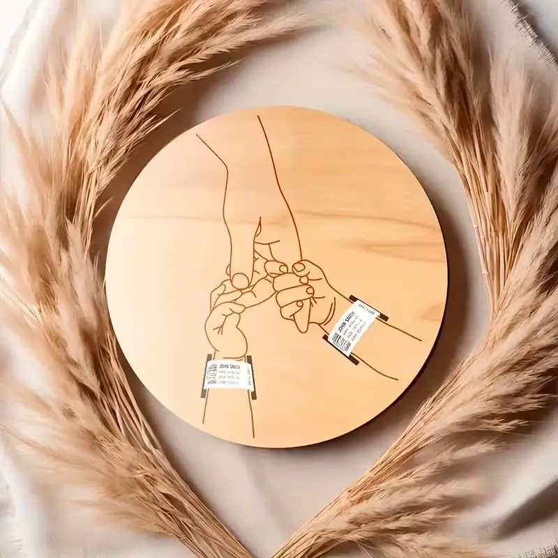 Engraved Wooden Birth Bracelet Holder