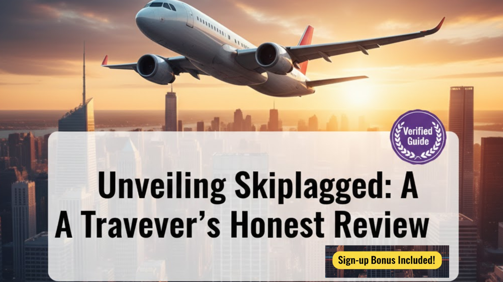 Unveiling Skiplagged review featuring a traveler's guide to hidden-city flights and sign-up bonus details.