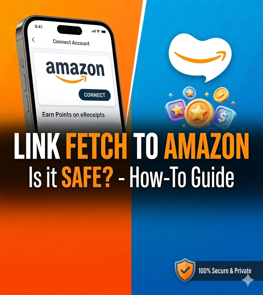 Link Fetch to Amazon guide showing a secure smartphone connection for automatic 2026 points.
