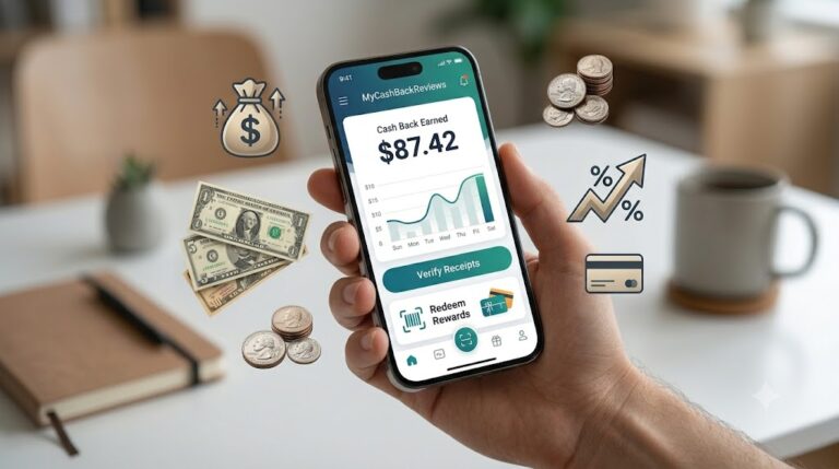 Official My Cash Back Reviews authority brand logo and featured image for cashback app guides and money-saving reviews.