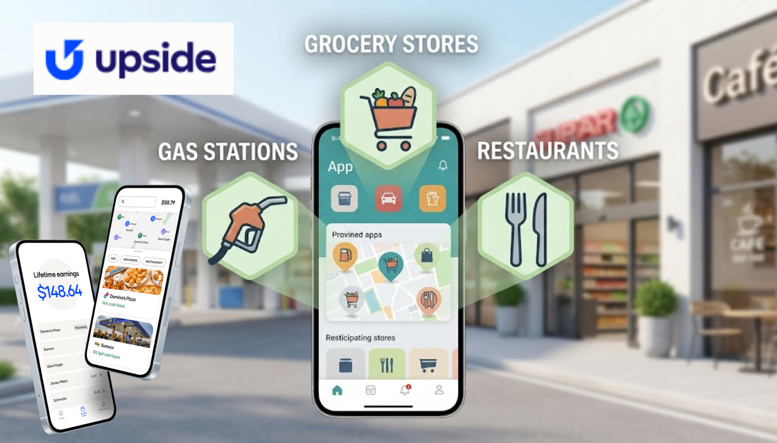 upside app participating stores gas grocery and restaurant list