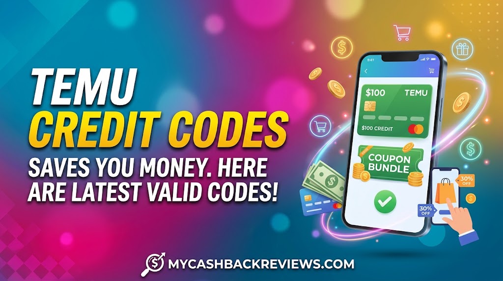 Temu credit codes and 30% discount coupon bundle preview showing phone screen and savings